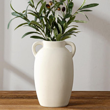 White Ceramic Vase-Boho Decorative Vase,Terracotta Tall Vases Decorative Pottery