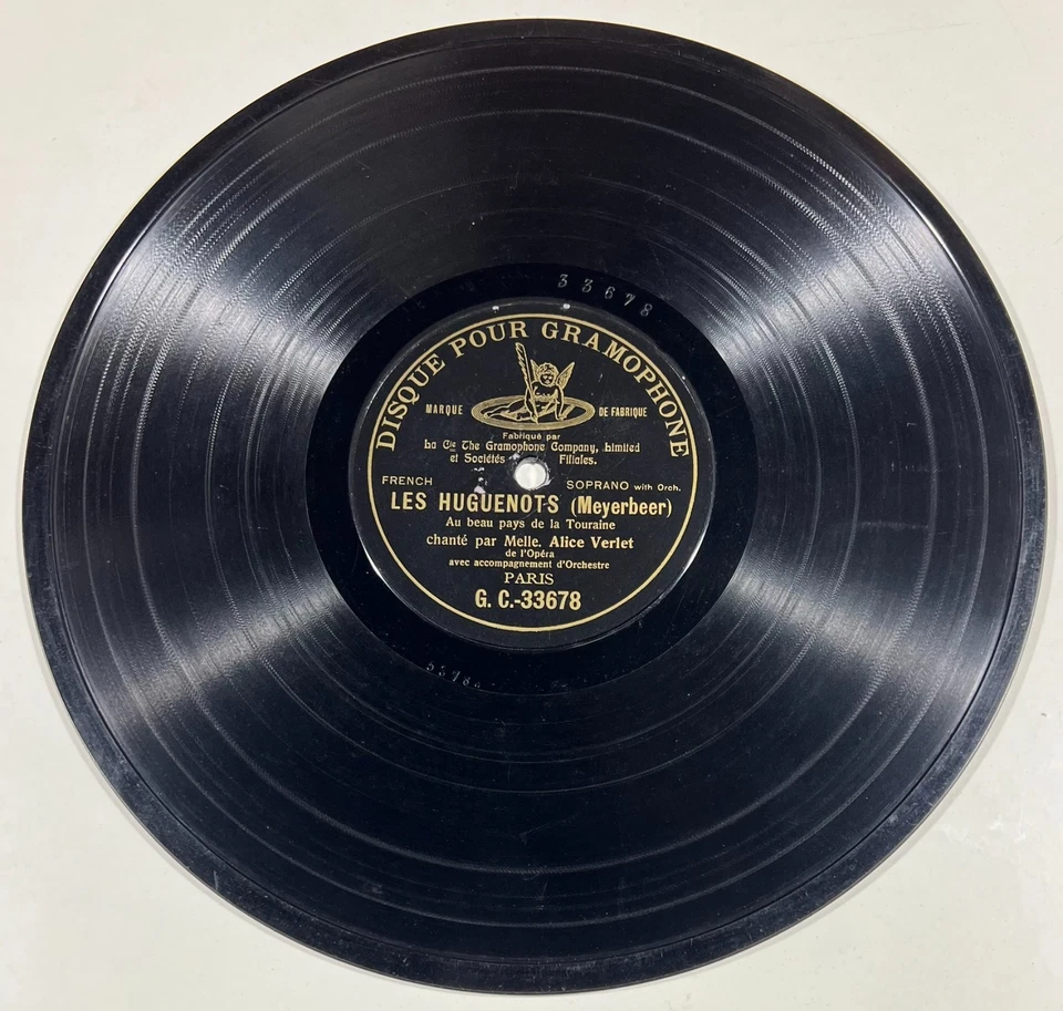 Alice Verlet : Hamlet / Les Huguenots DISQUE 78 RPM 10" GRAMOPHONE G&T BERLINER - Photo 4/4