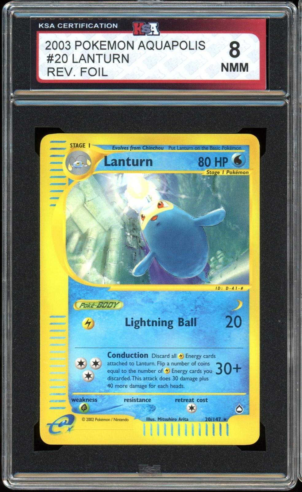 2003 Pokemon Aquapolis #20 Lanturn Reverse holo KSA 8 NMM
