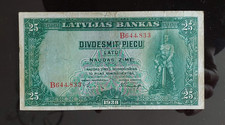 Latvia 25 Latu 1938 Pick 21a Fine