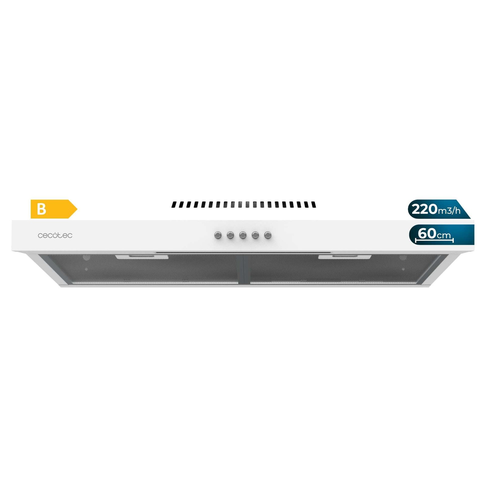 Cappa Aspirante 60 cm Cecotec Bolero Flux CM 602200 Inox B - Design Slim
