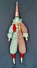VTG Porcelain Harlequin Jester Doll Made in Korea Black & White Polka Dot Clown