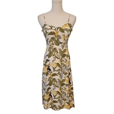 Reformation White Tropics Bird Print Midi Fit & Flare Dress Size 0