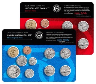 1776 2026 US Mint Uncirculated Coin Set 2026 20 Coins with Dime & Cent