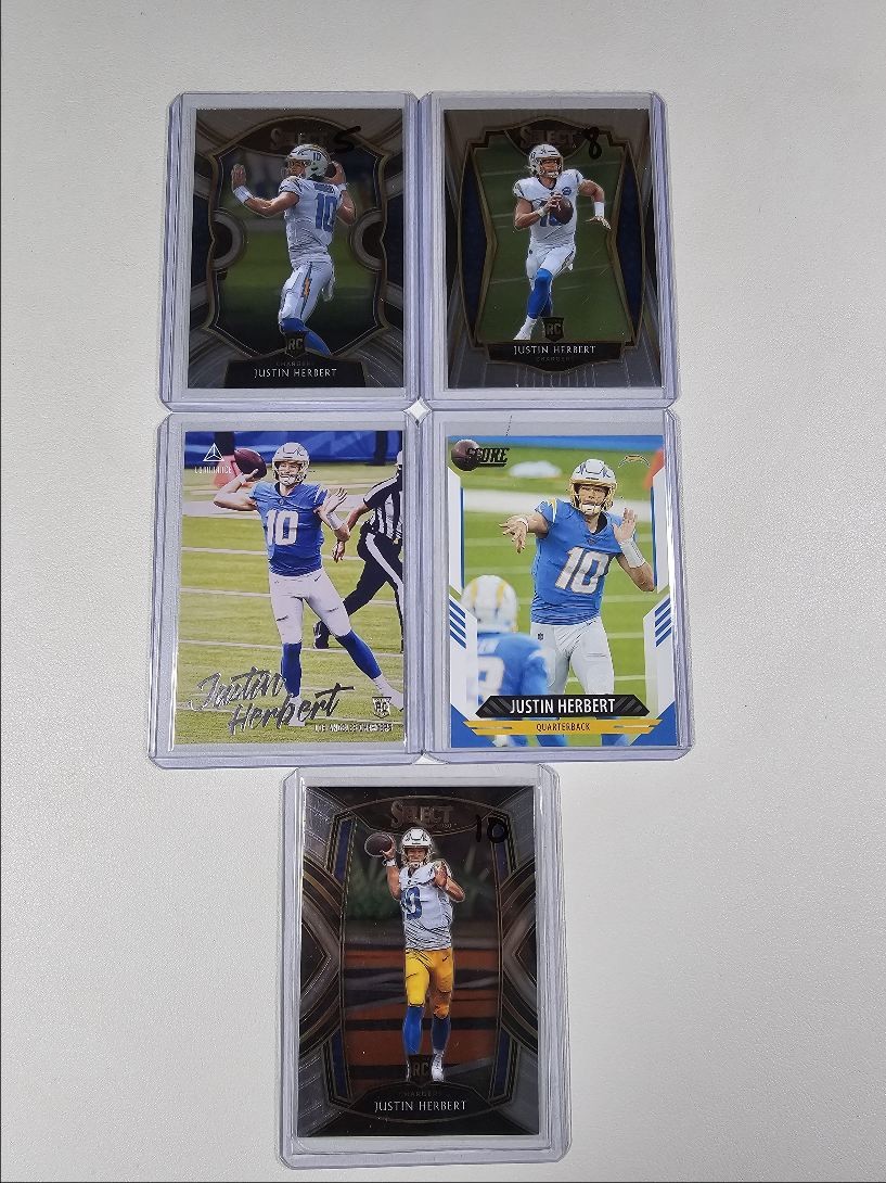 [5] JUSTIN HERBERT 2020 SELECT CLUB LEVEL ROOKIE LUMINANCE SCORE RC Q3702