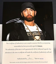 Eminem Signed 8x10 Photo Autographed, Authentic, COA Slim Shady Marshall Mathers