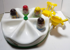 VTG 1970s Lot 4 Weebles Wobble Merry-Go-Round Rocking Chair Tricycle 1973 Toys