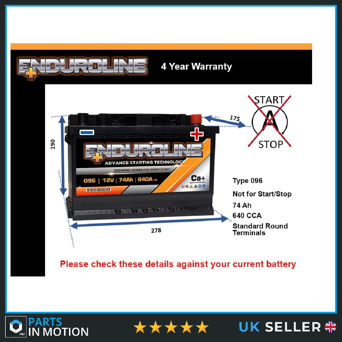 Battery fits BENTLEY ARNAGE TURBO R BROOKLANDS CONTINENTAL 096 640A New