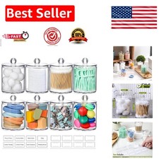 8 Pack Multi-Purpose Acrylic Jars with Labels for Bathroom  Vanity Organization