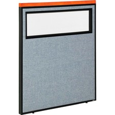 36-1/4"W x 43-1/2"H Deluxe Office Partition Panel with Partial Window Blue