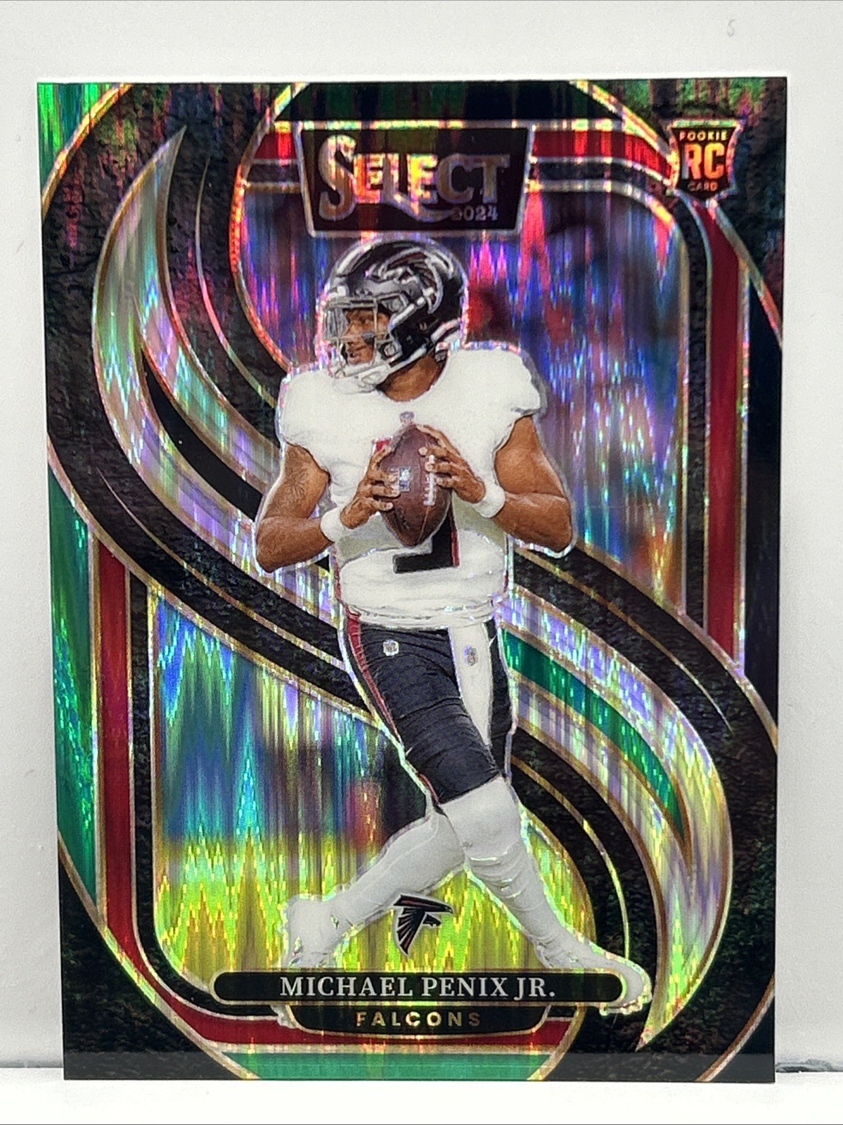 Michael Penix Jr. 2024 Panini Select Black & Green Shock Prizm #110 RC