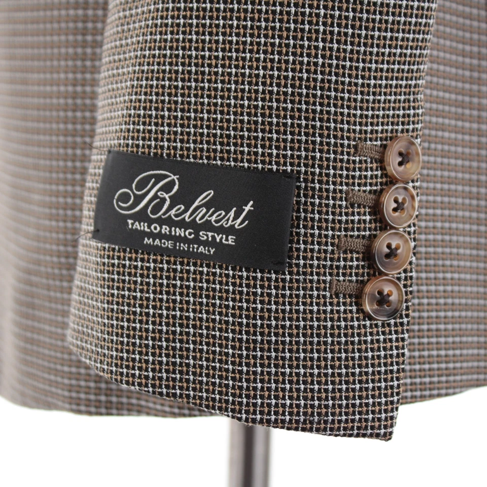 Traje de dos piezas de algodón Belvest nuevo con etiquetas talla 48R (38R EE. UU.) en negro, beige y blanco Foto 4 de 4