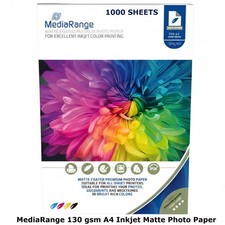 1000 Sheet x Mediarange 130gsm Single Sided Matt A4 Matte Coated Pro PHOTO paper