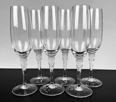 6 Vintage-Champagnergläser Flüte von Spiegelau Handarbeit 1980 90er Jahre