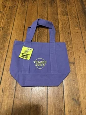 Trader Joes Halloween Trick or Treat Mini Canvas Tote Bag Purple / Lime Green