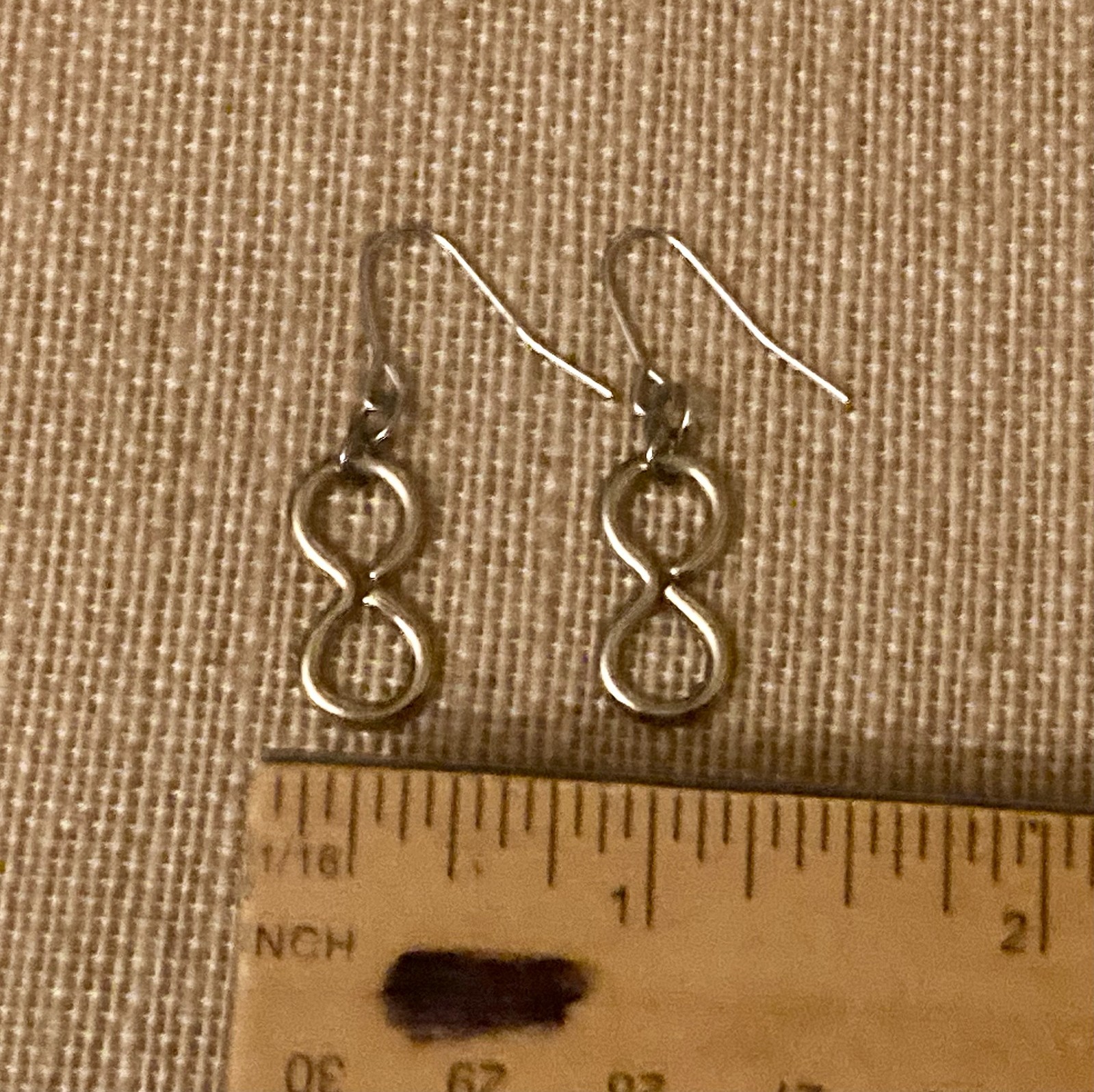 Silver Tone Infinity Earrings Dangle Pierced Hook - image 4
