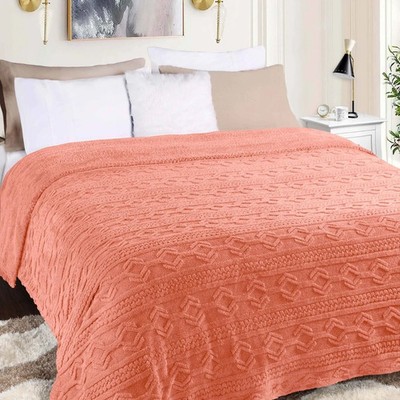 Arctic Jacquard Boho Knit Diamond Geometric Soft Fluffy Plush Fleece Blanket