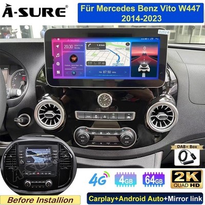 DAB+ 12'' 4+64G Android 15 Autoradio DSP Navi Carplay Für Mercedes Benz Vito W447