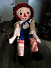 Vintage Extra Large 37  Raggedy Andy Knickerbocker Doll 1960s Original Annabelle