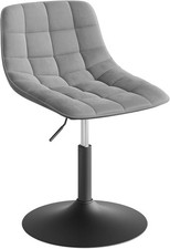 Adjustable Light Grey Velvet Swivel Stool for Dressing Table