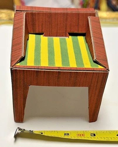 OLD VINTAGE IDEAL TAMMY TOY DOLL HOUSE CARDBOARD YELLOW GREEN STRIPED CHAIR