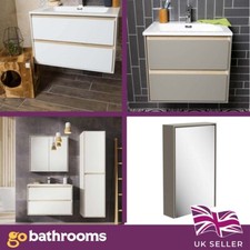 Designer Bathroom Vanity Unit Wall Hung Resin Basin White Grey Oak 500 600 800