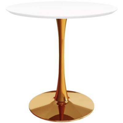 Aron Living Rose 36'' Mid-Century Wood Top Dining Table in Gold Base