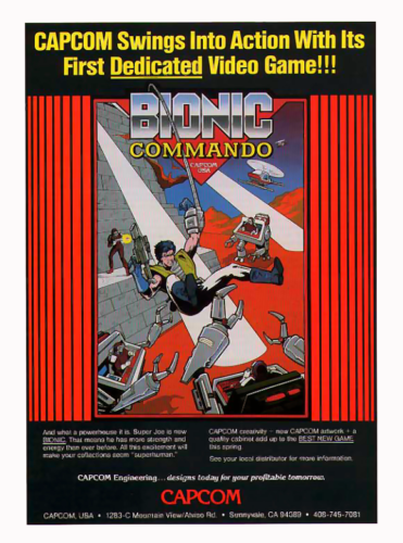 Affiche publicitaire promotionnelle brillante Bionic Commando Capcom Arcade non encadrée A0094 - Photo 1 sur 6