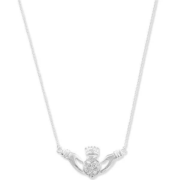 Irish Claddagh Necklace Sterling Silver Crown Friendship Love