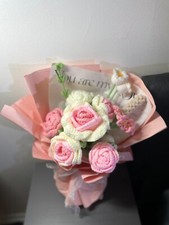 Crochet Rose flower bouquet, home decor,Gift for Mom Wife Her Anniversary