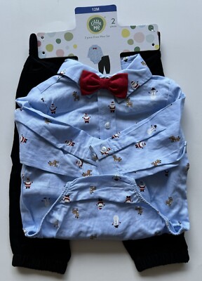 Little Me 2 Piece Bodysuit, Bow Tie & Pants Set Baby Boy's 12 mos