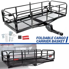 500LBS Foldable Hitch Cargo Carrier Mounted Basket Luggage Rack w/ 2" Receiver