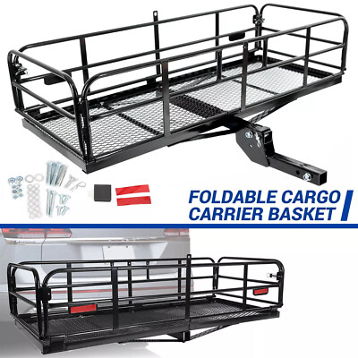 500LBS Foldable Hitch Cargo Carrier Mounted Basket Luggage Rack w/ 2'' Receiver