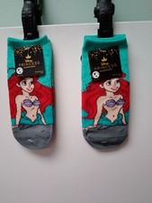 Disney Princess Ariel Womens No Show Socks 2 Pair Blue/Multi Size 4-10