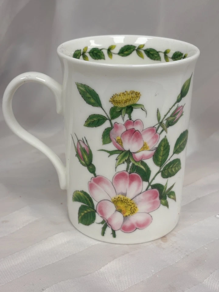 Taza de café CROWN TRENT Fine Bone China diseño rosa salvaje años 70 - 10 oz, casa de campo Foto 2 de 4