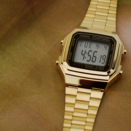 CASIO FUTURIST analog-digital GOLD 腕時計 Casio Unisex Vintage Metal Watch Gold Black digital New A178WGA-1A