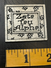Zeta Tau Alpha Pewter Square Medallion Medal , Lead Free, Made in USA