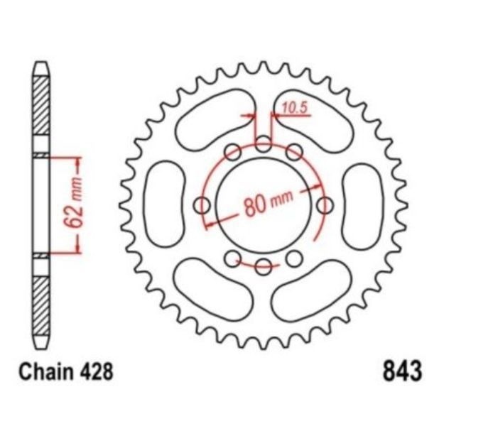 Roue a chaine 51 dents pour escapade en moto ancienne Yamaha DT 125 LC chemins et route
