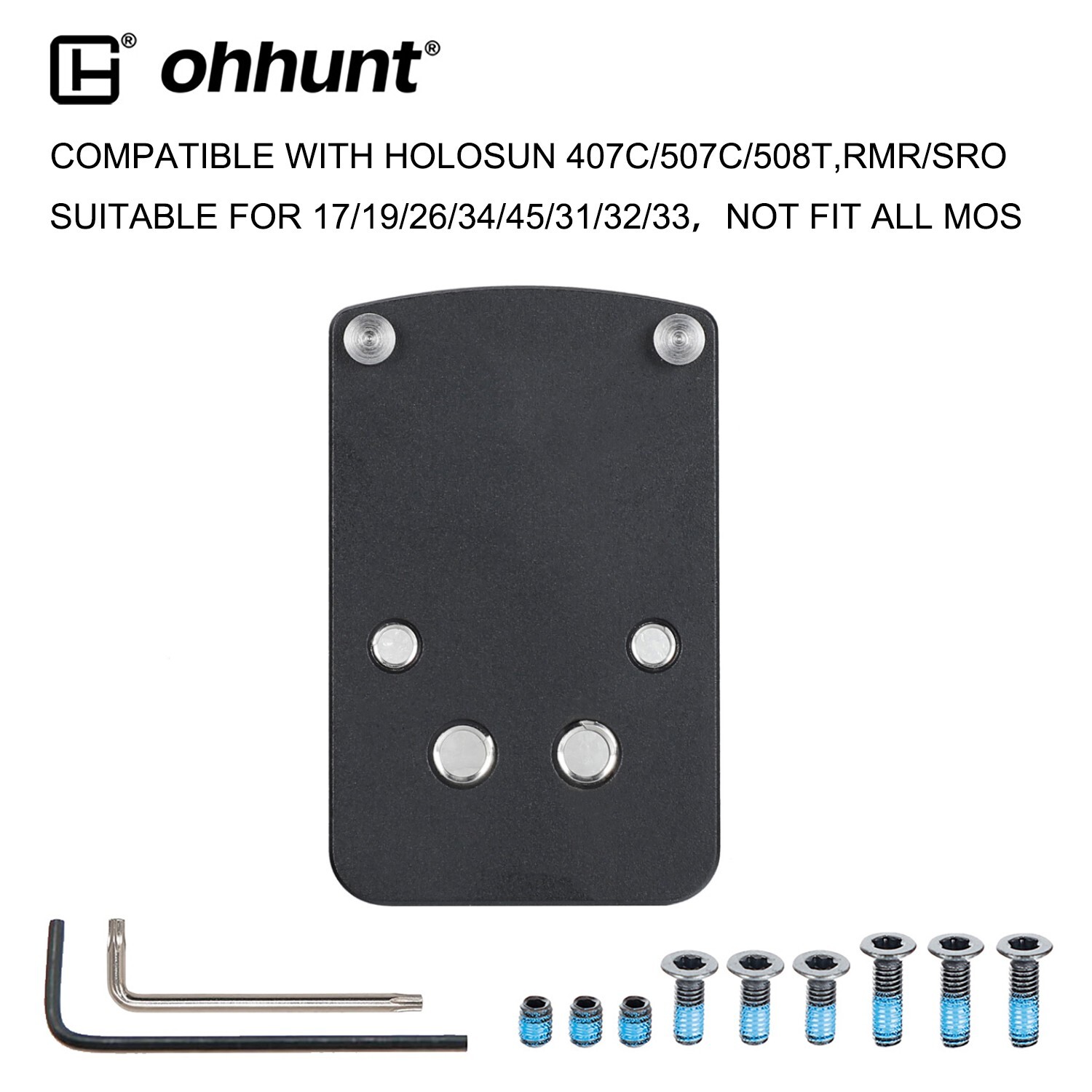ohhunt Pistol Mount Plate fit Holosun 407C 507C 508T RMR/SRO