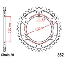 Crown Z38 530 Silver D.Int. 120 727.38.73 For Yamaha 600 YX Radian 1986-1989