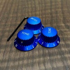 Warmtone CG Anodized Aluminum Strat Knob Set &ldquo;Blue&rdquo; Set Screw