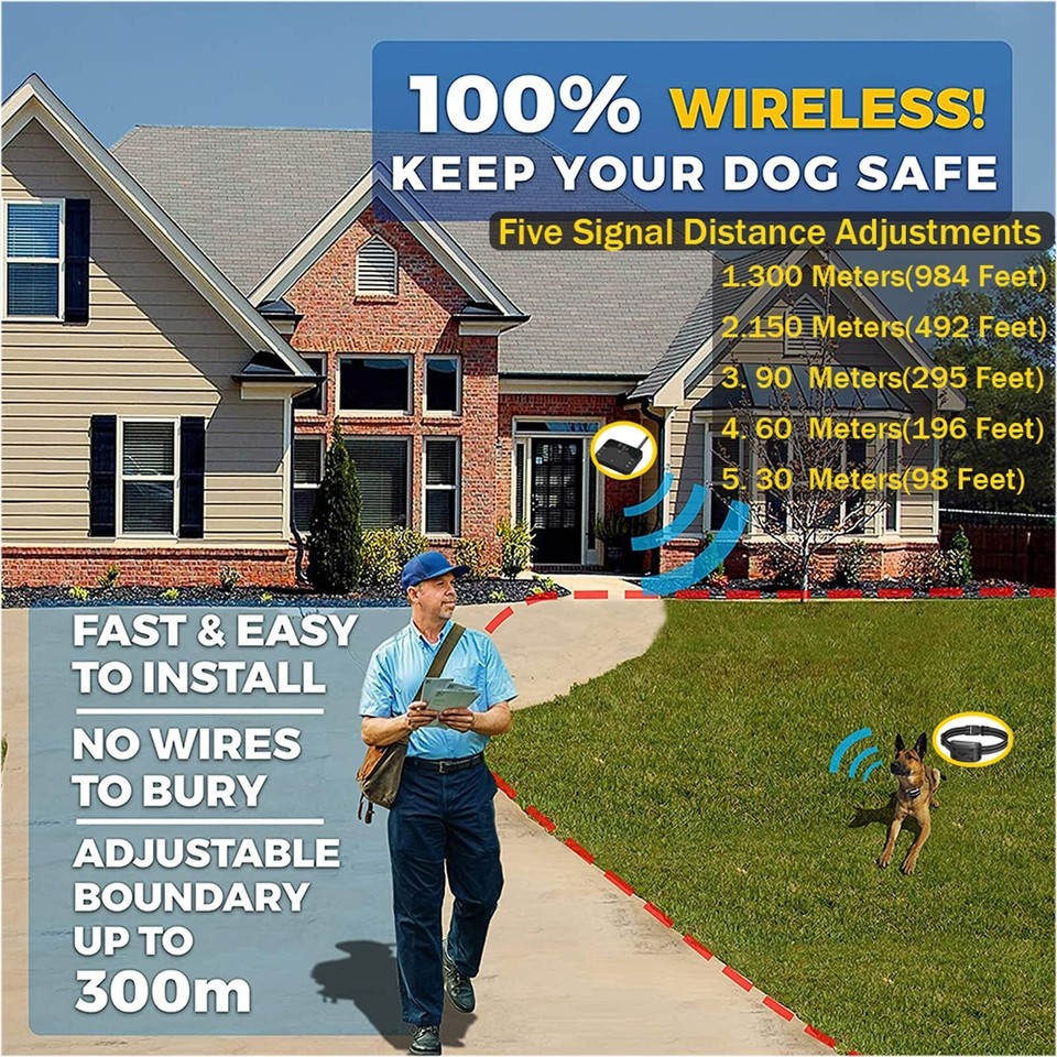 1/2/3 Pet Dog Wireless Electric Fence Containment System Training
