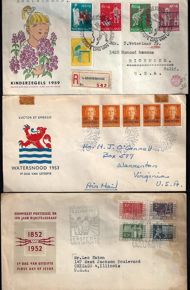 NETHERLANDS 1948 60's COLLECTION OF SEVEN COVERS FDC & COMMERCIAL ALL TO US ONE - Image 2 of 2