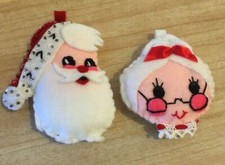 Santa Claus Mrs Claus Hand Made Crafts Mini PIush, 3"x4"