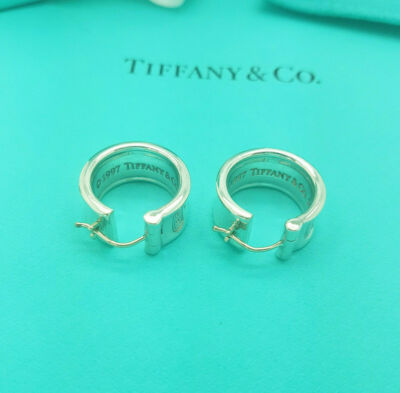 Authentic Tiffany & Co. Very RARE 1837 WIDE Sterling Silver Hoop