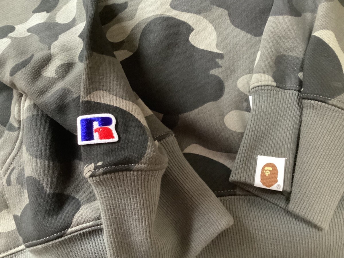 新品 BAPE X RUSSELL COLLEGE PULLOVER Lサイズ BAPE X RUSSELL 】 COLOR CAMO COLLEGE PULLOVER HOODIE | bape.com