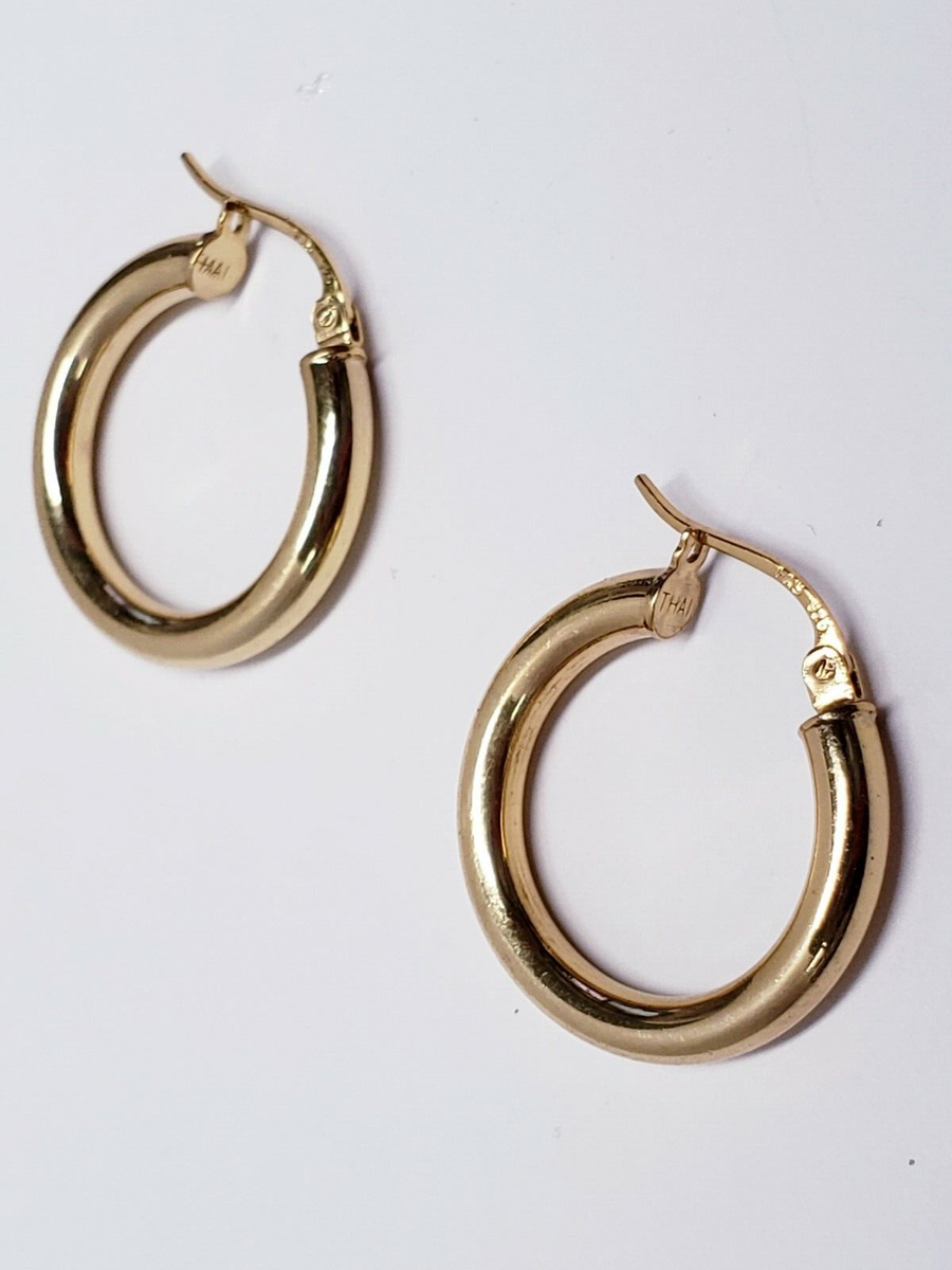 JTV Gold BSW004Y Polished Sterling Silver Round Tube Hoop Earrings