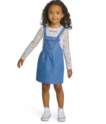 New $48.00 LEVI'S Toddler Girls Demin Skirtall and T-Shirt 2-piece Set  Size: 3T