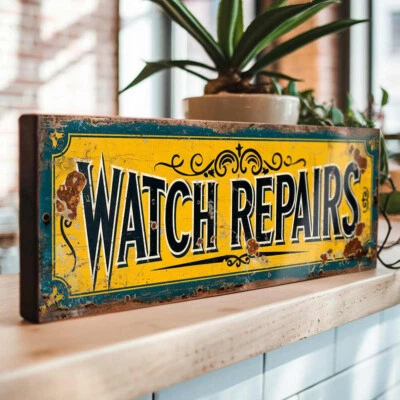 SUFFOLK SIGNS Watch Repairs Sign – Retro Clock Shop Décor Vintage Style Plaque