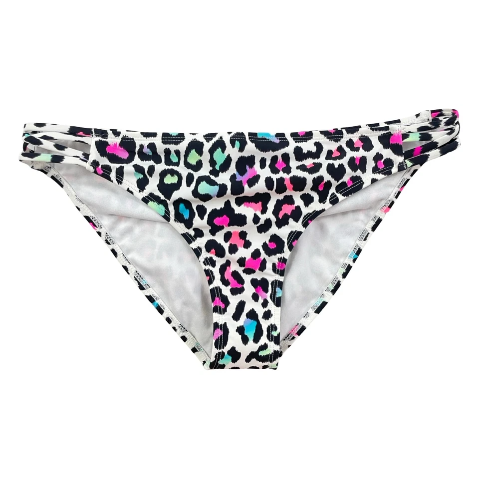 CALIFORNIA WAVES Bikini Macy's NWT Strappy Flounce Large Bottom D/DD Top Leopard - Image 4 of 4